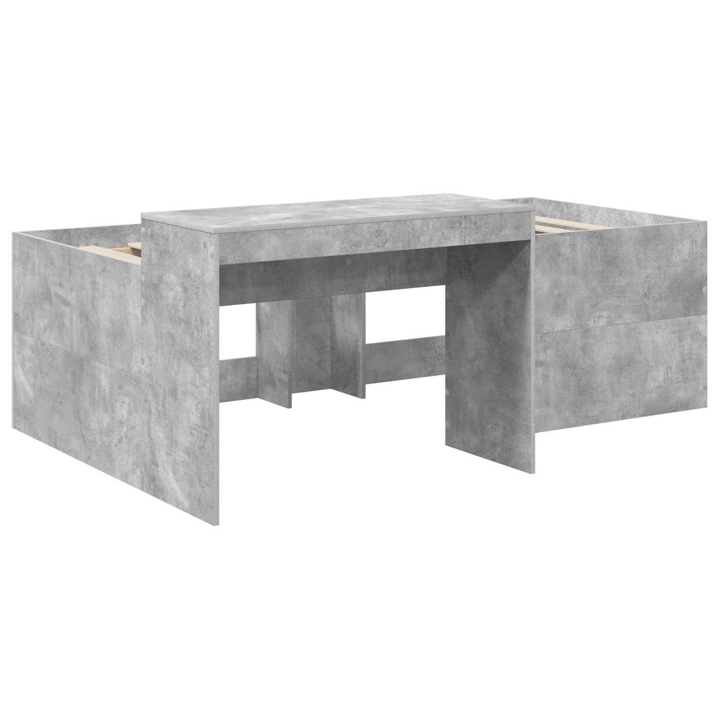 Barneseng med skrivebord Betonggrå 90 x 200 cm Konstruert tre