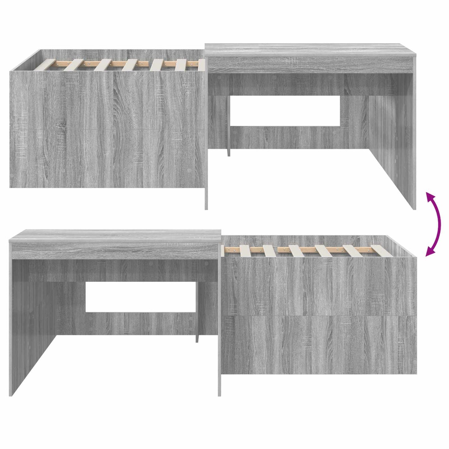 Barneseng med skrivebord Grå Sonoma 90 x 200 cm Konstruert tre