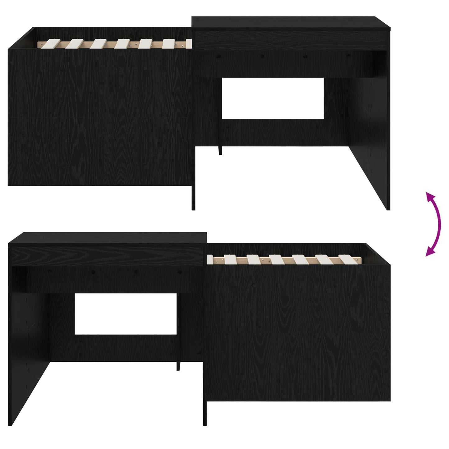 Barneseng med skrivebord Svart Konstruert tre