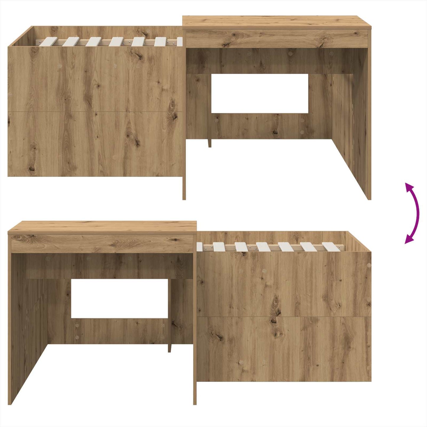 Barneseng med skrivebord Artisan eik Konstruert tre