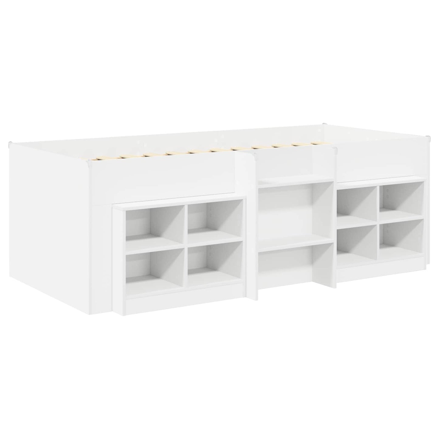 Loft Seng Ramme med Skap med hylle 3 stk. Hvit Konstruert tre