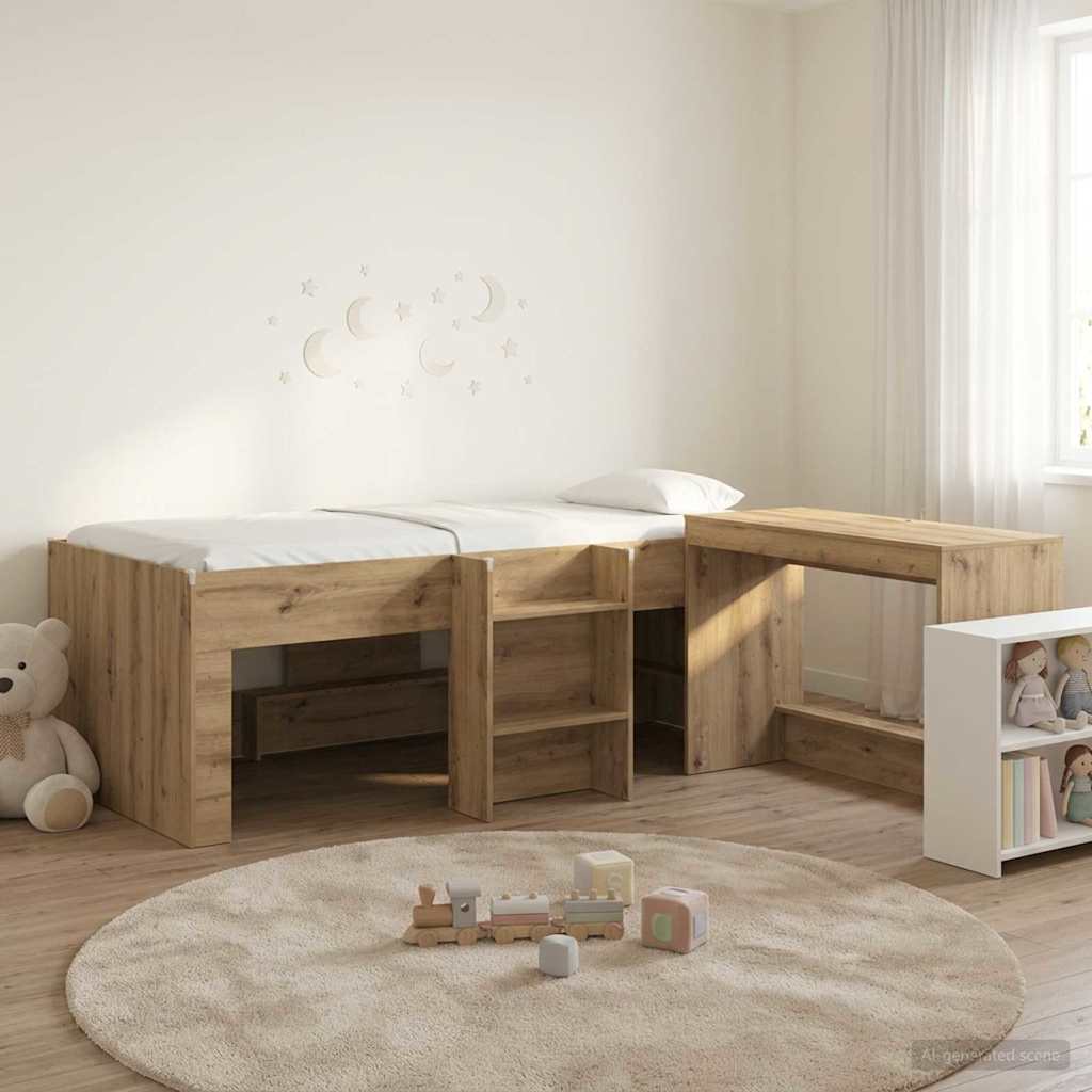 Barneseng med skrivebord 2 stk. Artisan eik Konstruert tre