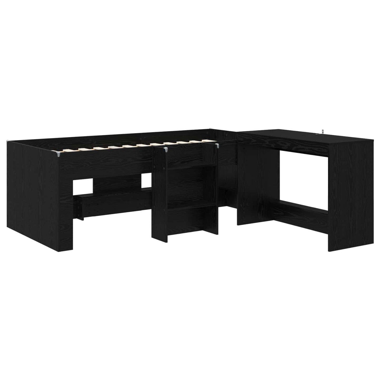 Sengeramme med Skrivebord 2 stk. Svart eik Konstruert tre