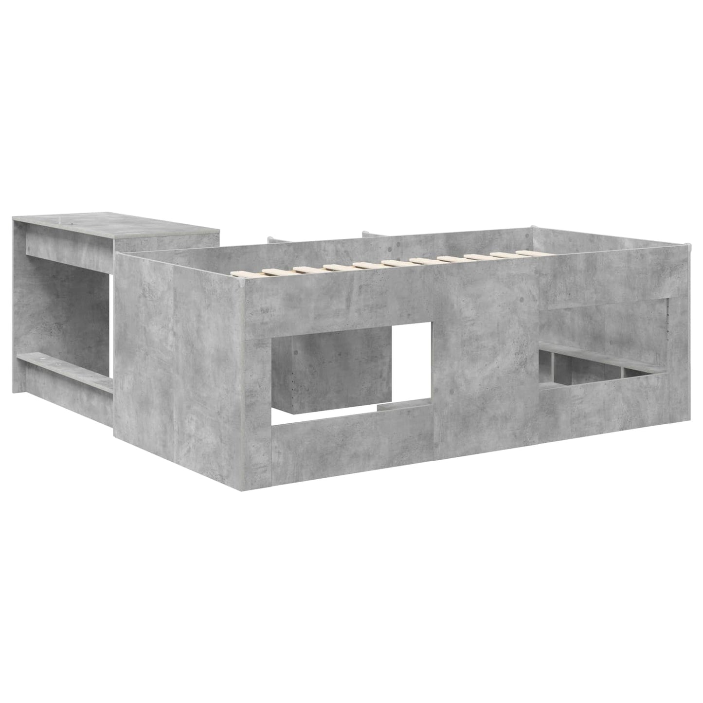 Sengeramme med Skrivebord 2 stk. Betonggrå Konstruert tre