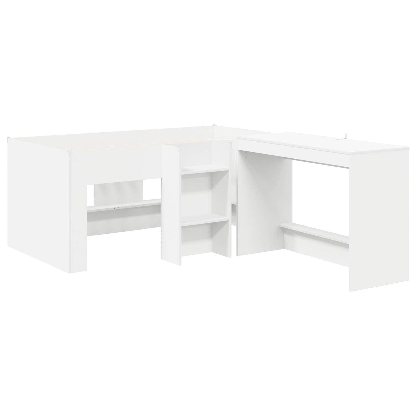 Barneseng med skrivebord 2 stk. Hvit Konstruert tre