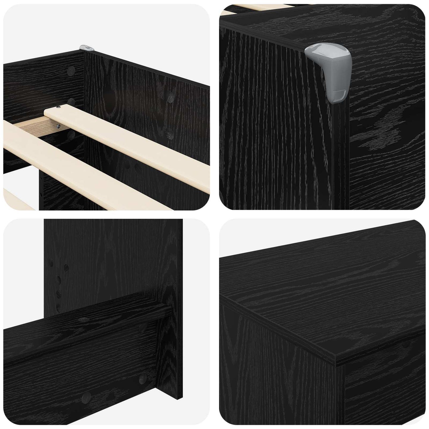 Barneseng med skrivebord 2 stk. Svart eik Konstruert tre