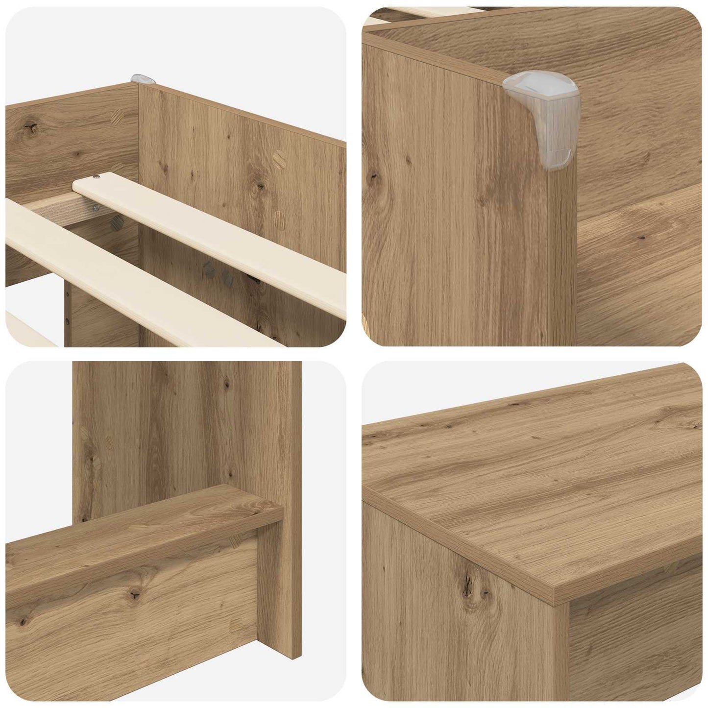 Barneseng med skrivebord 2 stk. Artisan eik Konstruert tre
