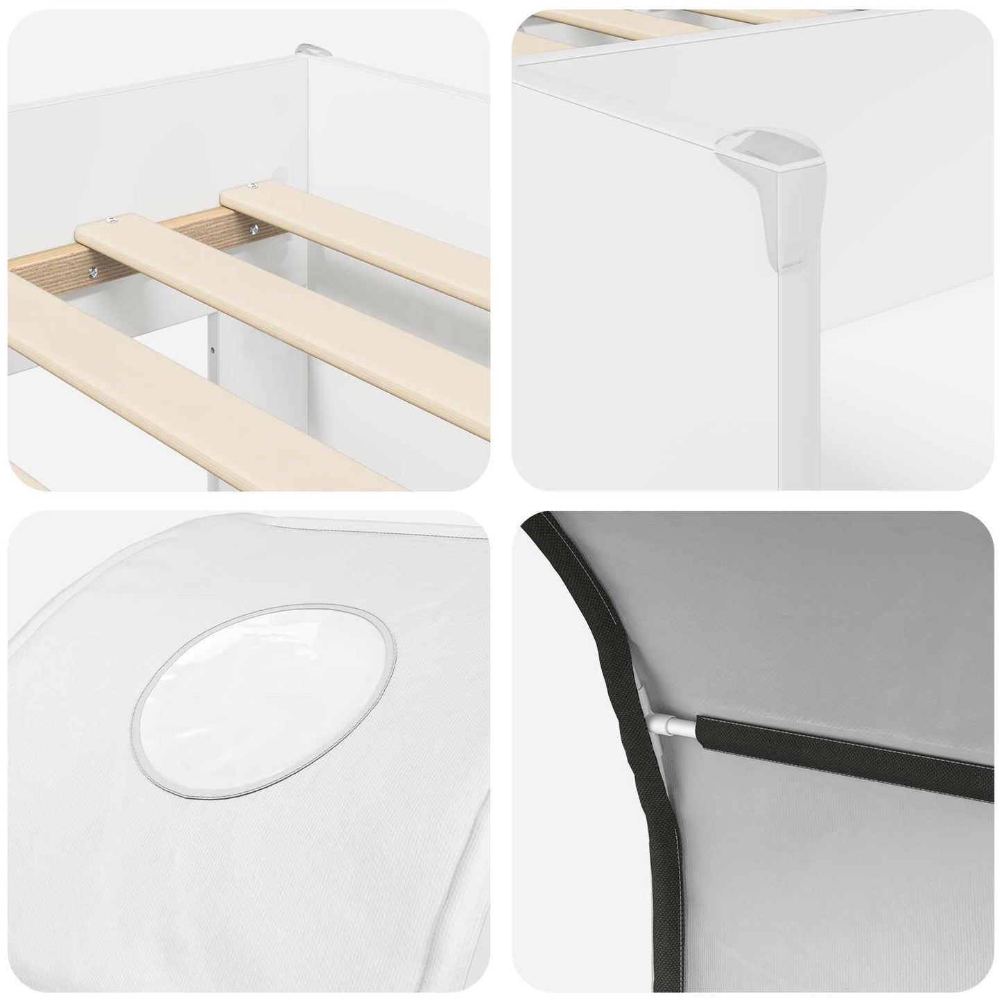Seng med tunnel 4 pcs Hvit Konstruert tre