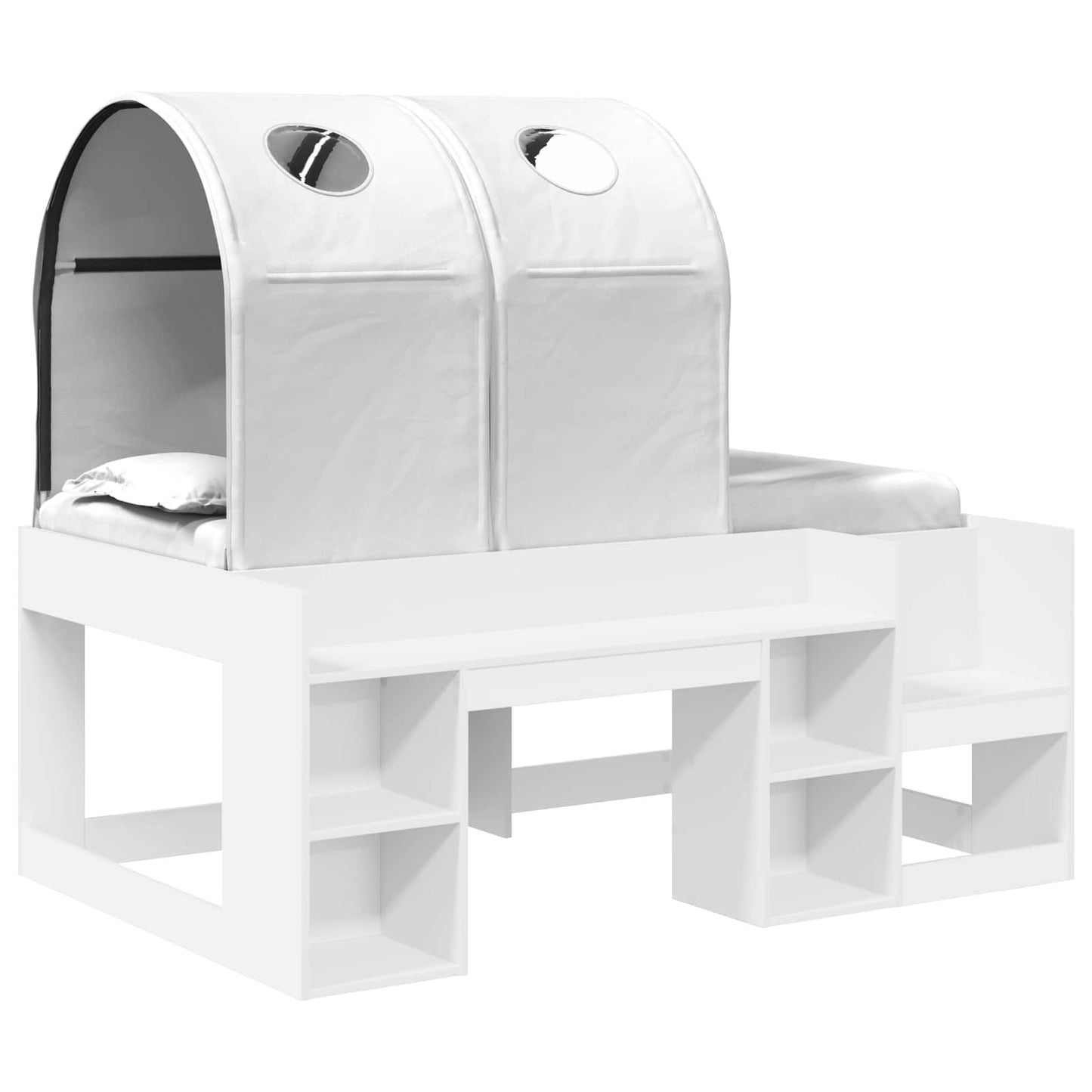 Seng med tunnel 4 pcs Hvit Konstruert tre