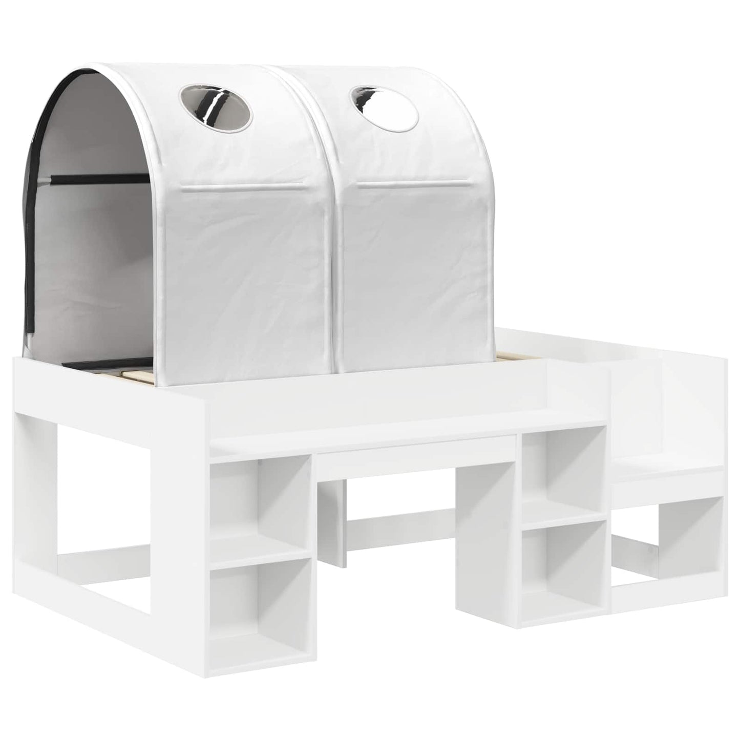 Seng med tunnel 4 pcs Hvit Konstruert tre