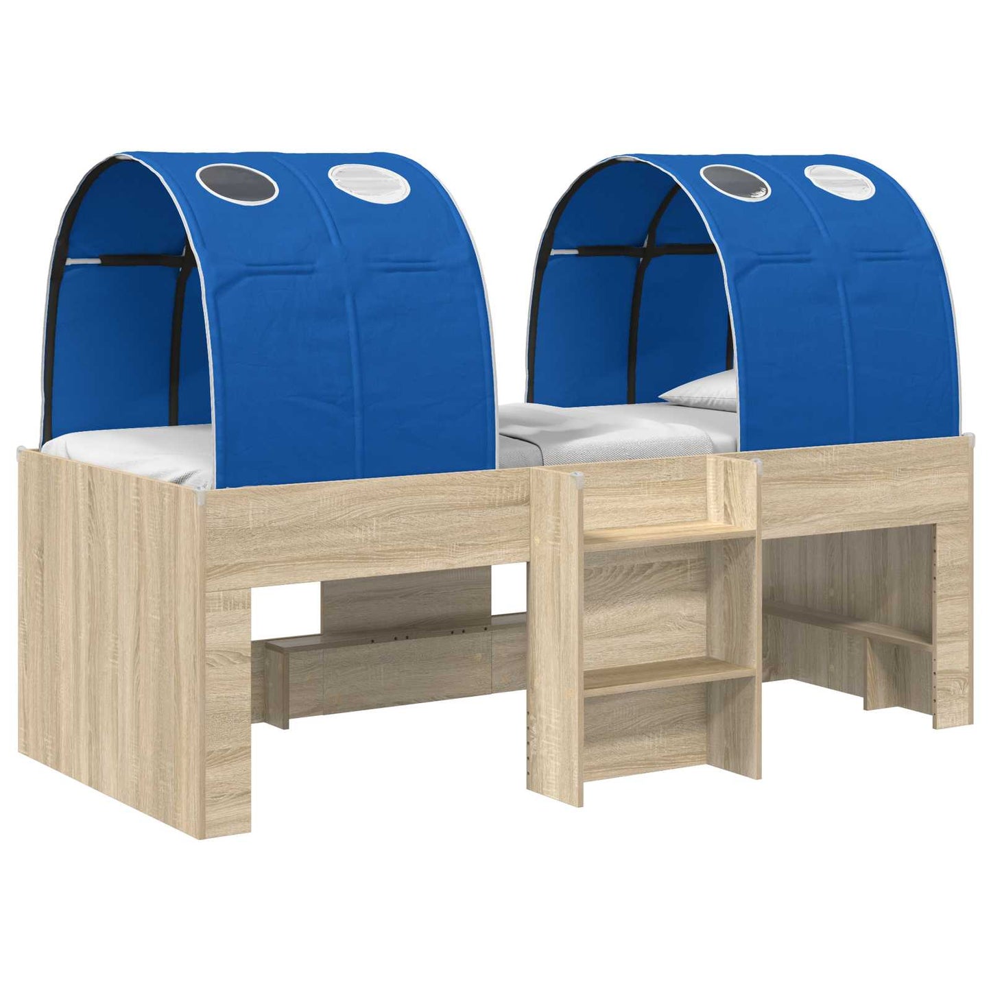 Seng med tunnel 4 pcs Sonoma eik og blå Konstruert tre