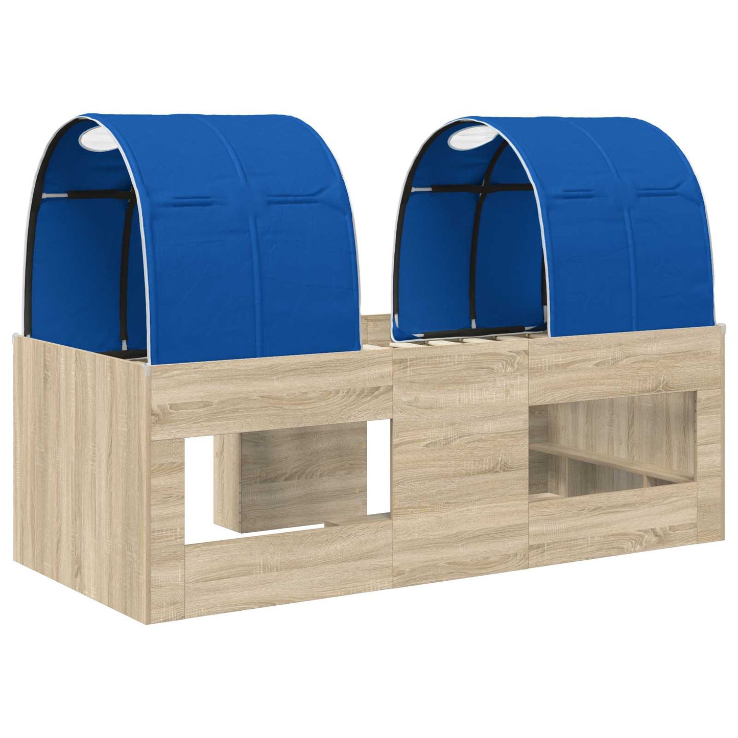 Seng med tunnel 3 stk. Sonoma eik og blå Konstruert tre