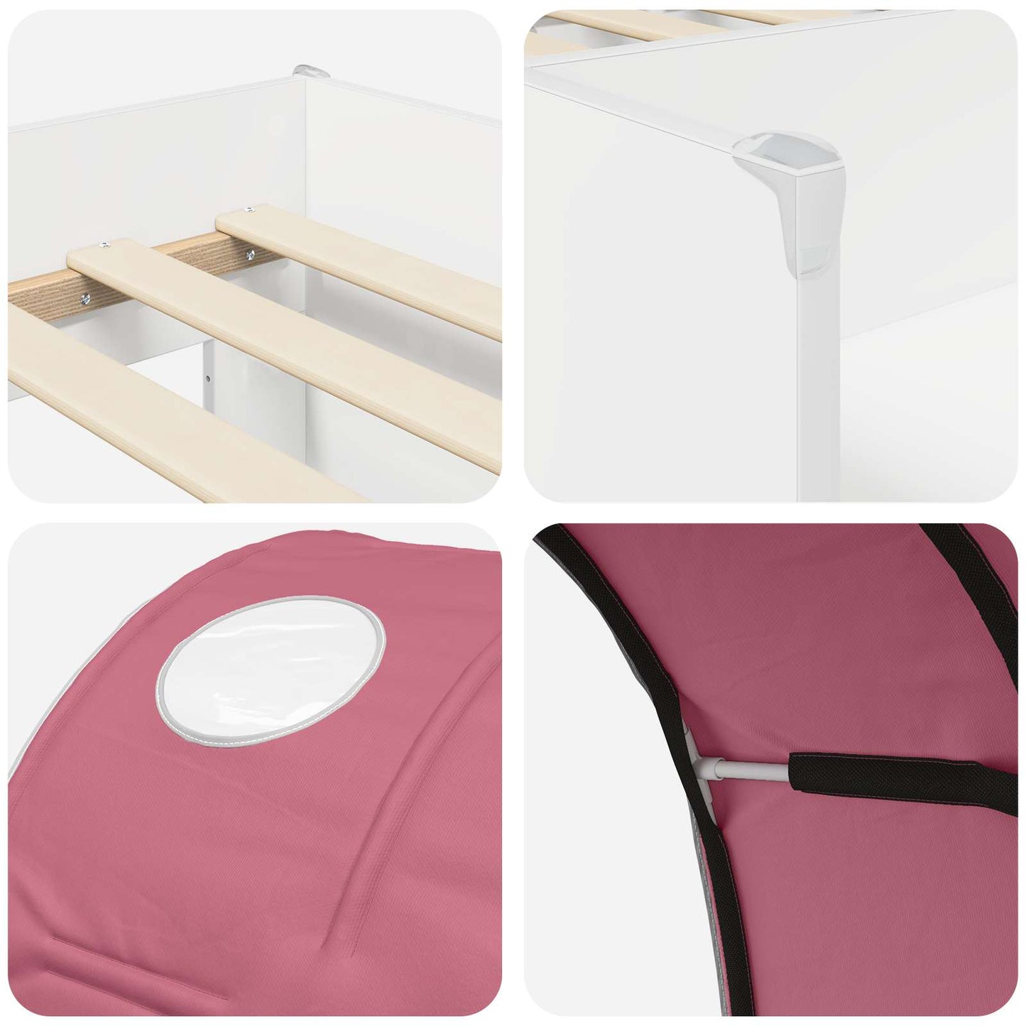 Seng med tunnel 4 pcs Hvit og rosa Konstruert tre