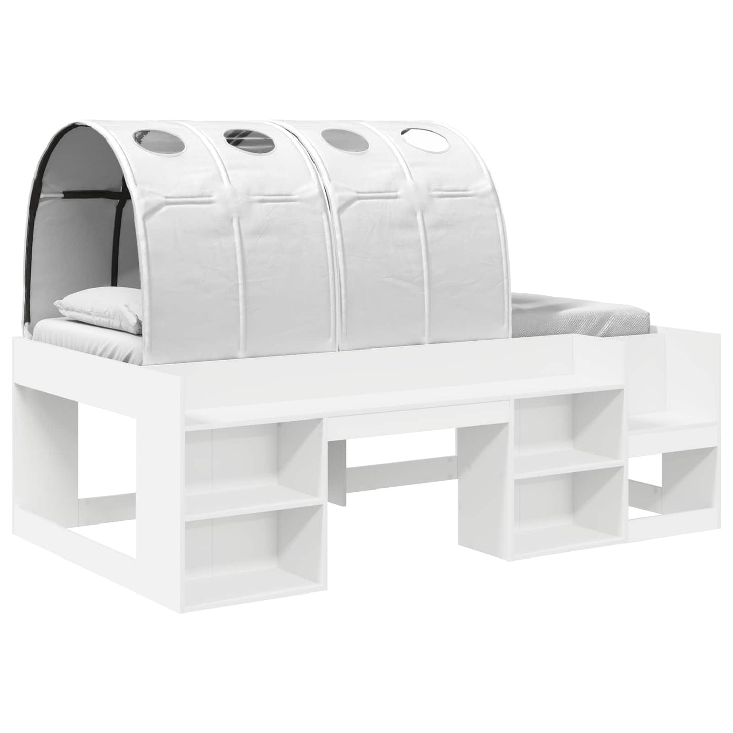 Sengestamme med tunnel med hylle 3 pcs Hvit Konstruert tre