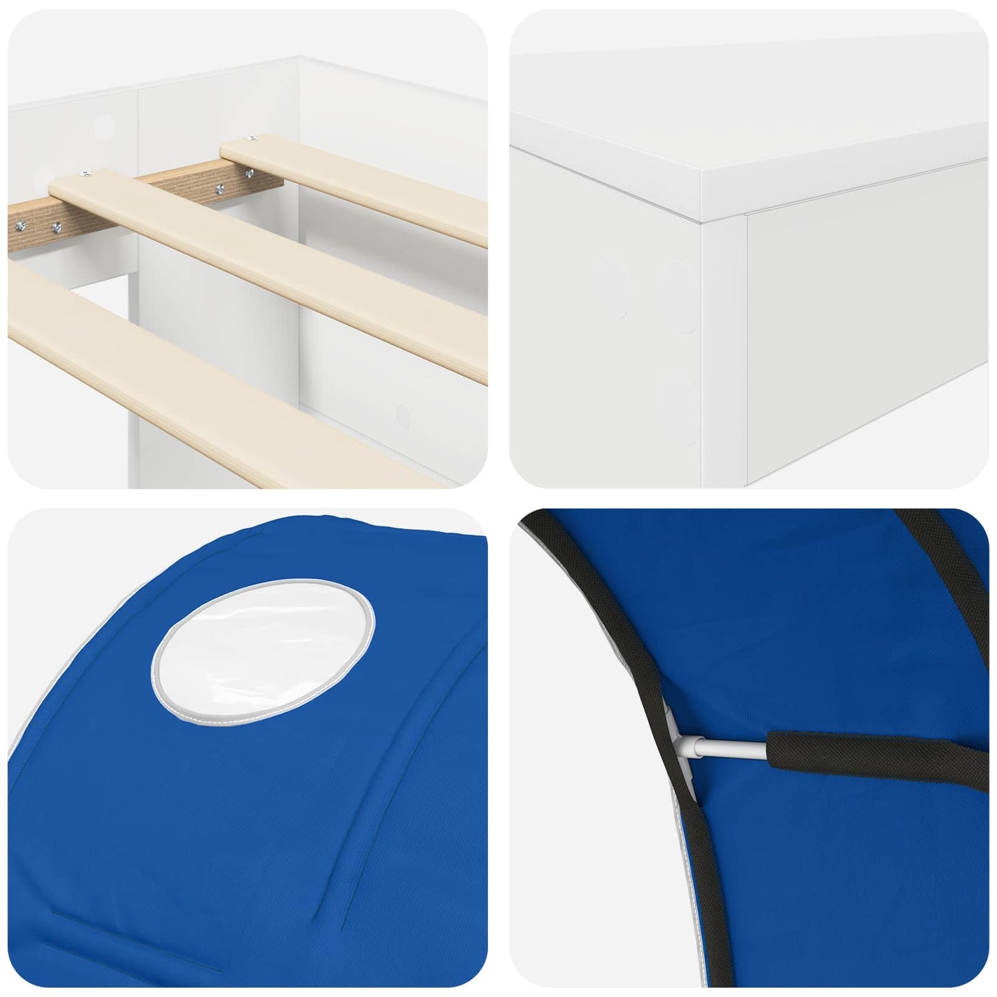 Seng med tunnel 4 pcs Hvit og blå Konstruert tre