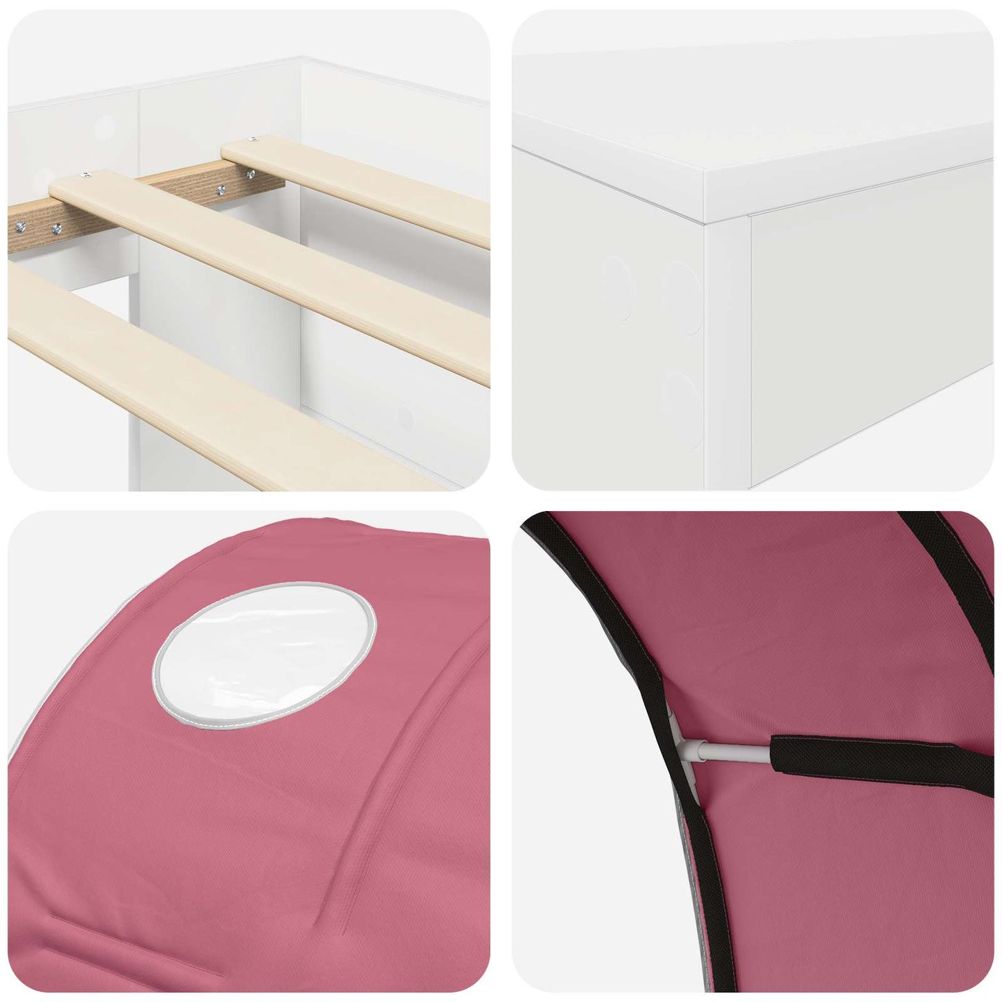 Barneseng med skrivebord Hvit og rosa Konstruert tre
