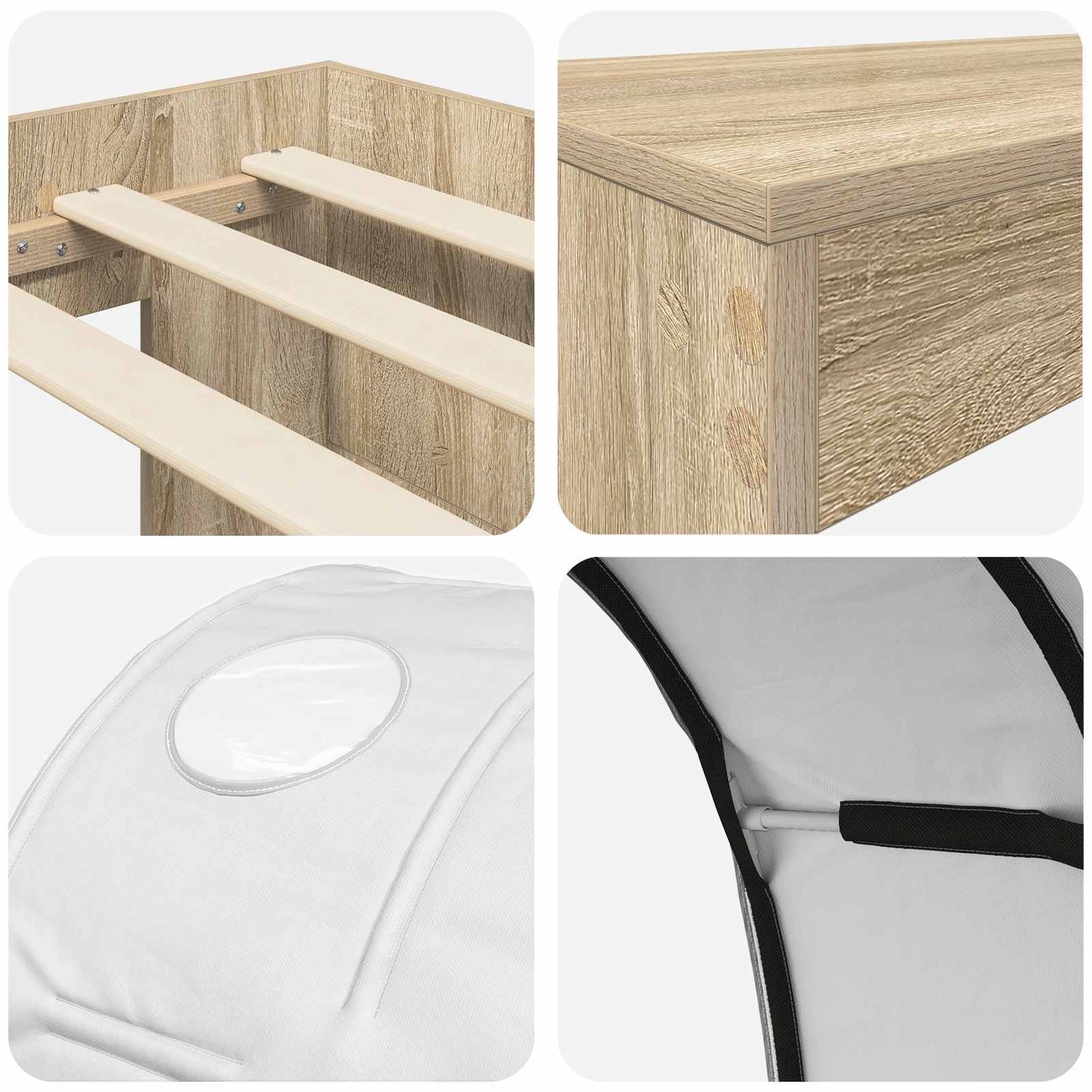Barneseng med skrivebord 3 stk. Sonoma eik og hvit
