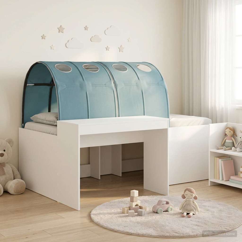 Seng med Tunnel 4 pcs Artisian Eik og Lys Blå Konstruert tre