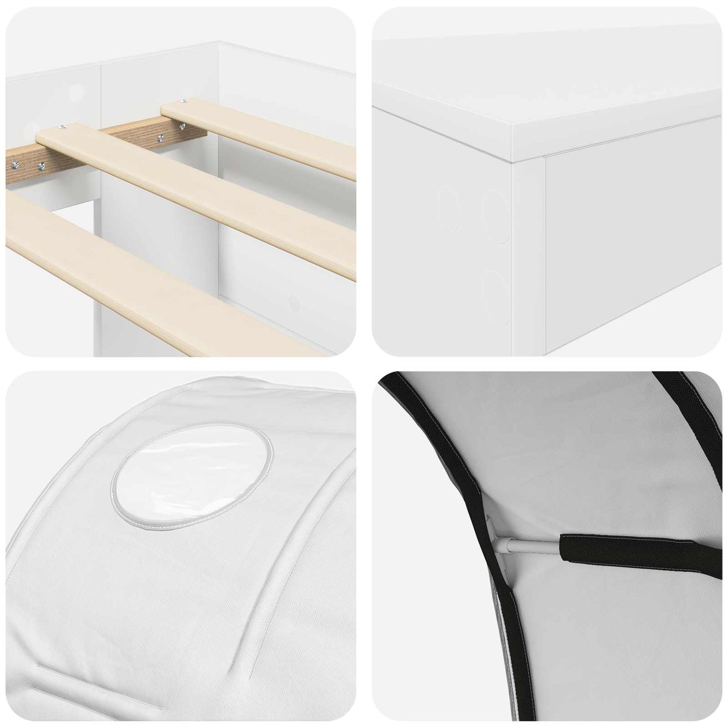 Seng med Tunnel 4 pcs Artisian Eik og Hvit Konstruert tre