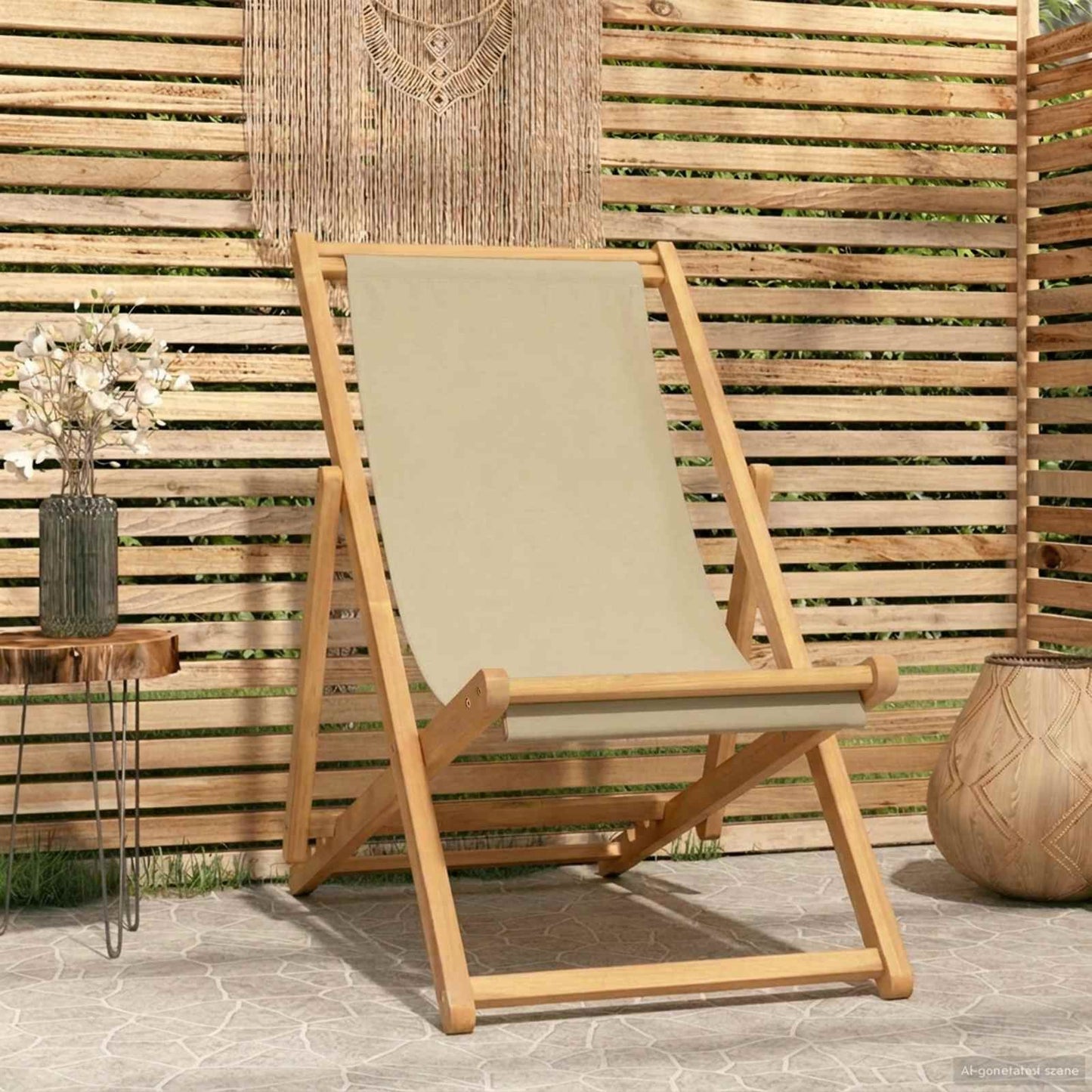 Strandstol Beige Massivt Teaktre