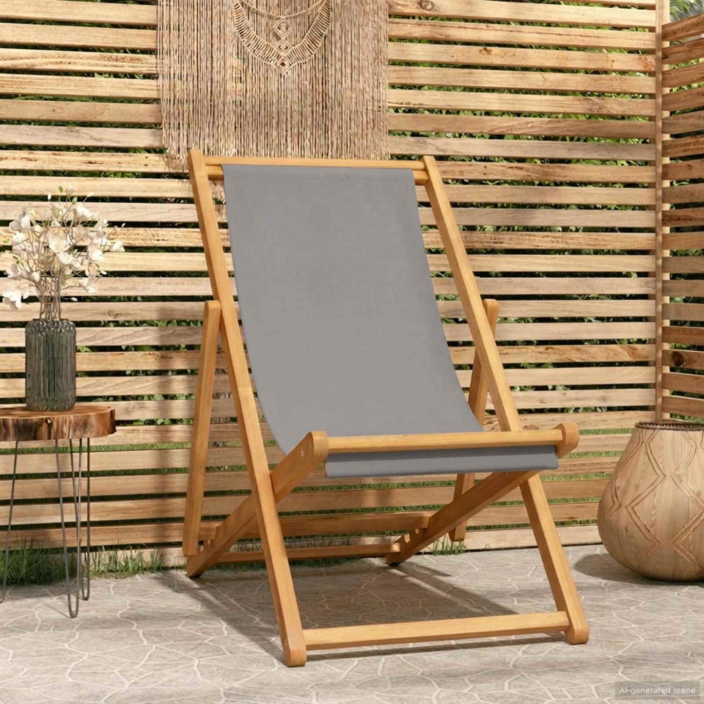 Strandstol Lysegrå Massivt Teaktre