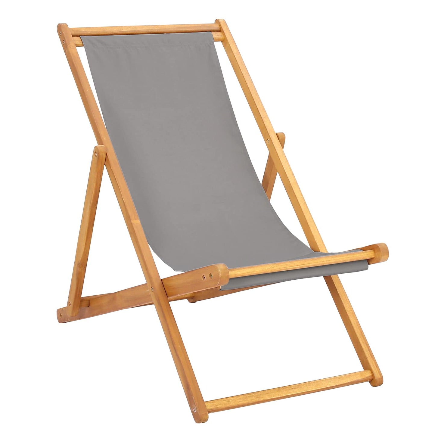 Strandstol Lysegrå Massivt Teaktre