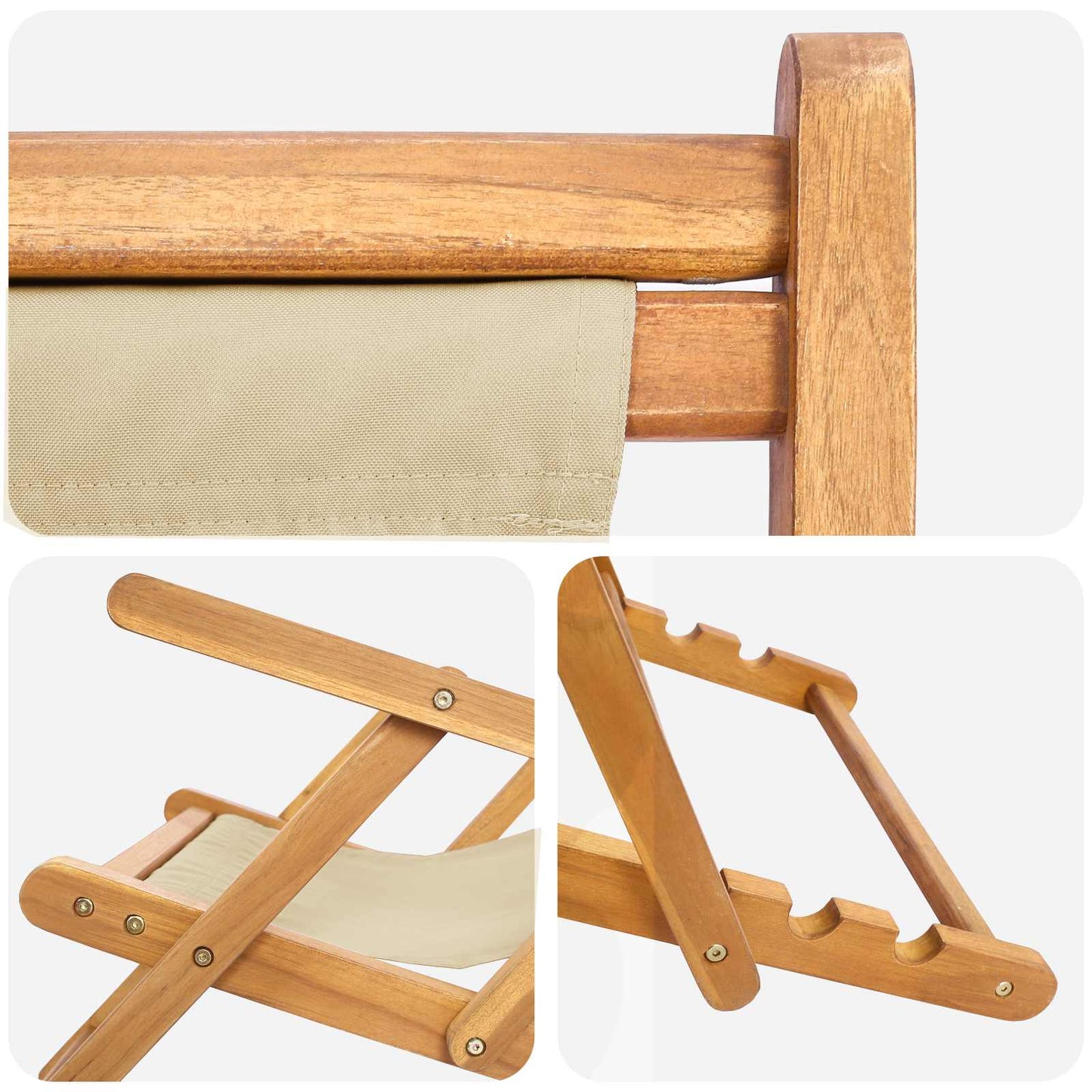Strandstol Beige Massivt Teaktre