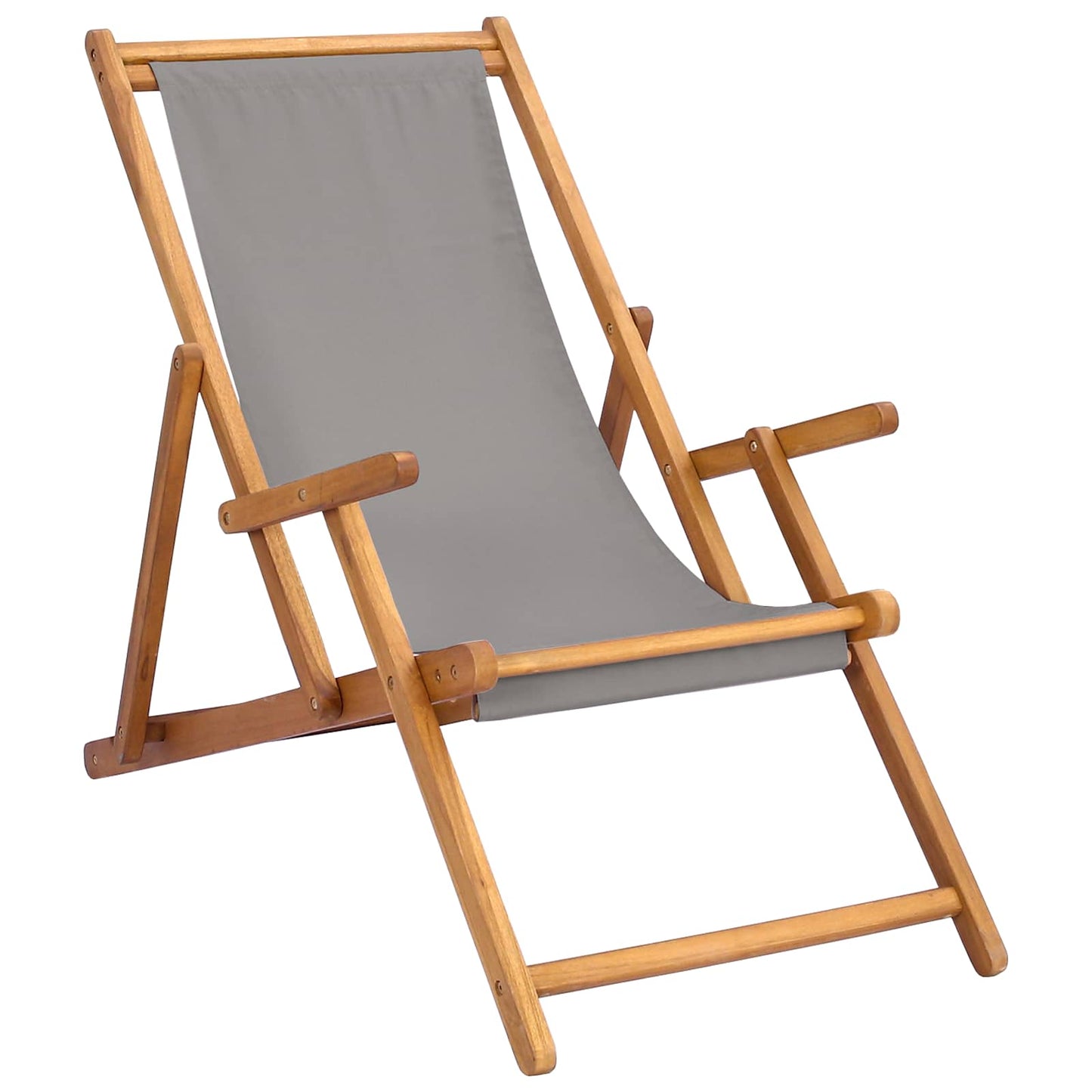 Strandstol Lysegrå Massivt Teaktre