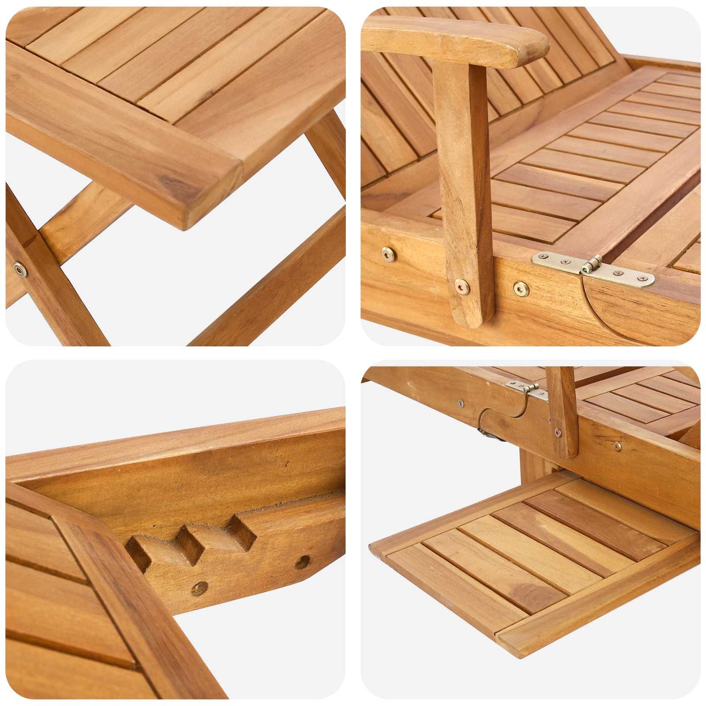 Solerseng med bord 2 pcs Brun 40 x 40 x 40 cm Massivt Teaktre