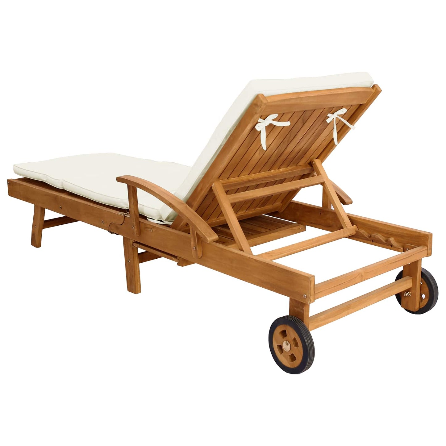 Solstol med Pute Massivt Teaktre Brun og Krem