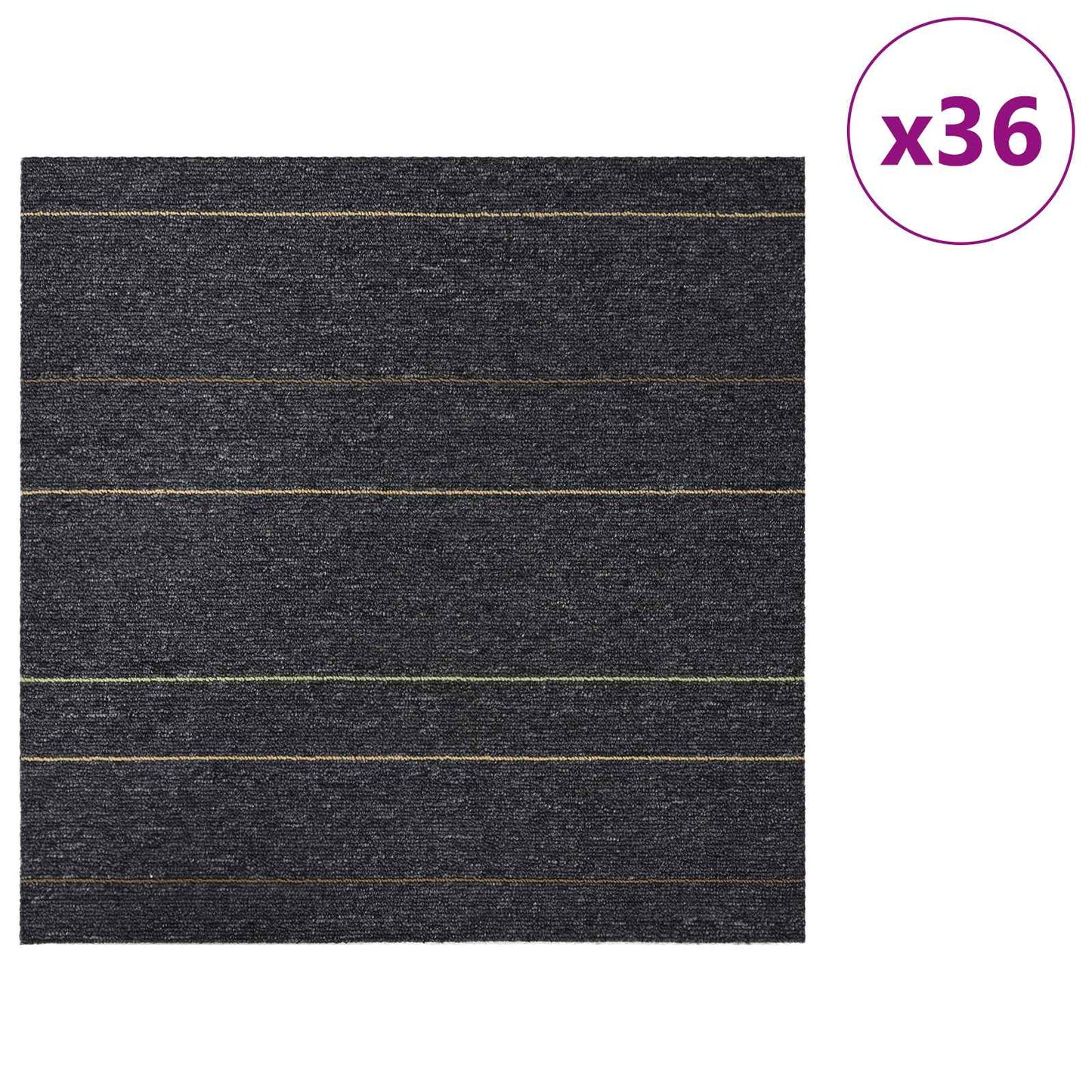 Teppeflis Mørkegrå med striper 50 x 50 cm 36 pcs PP og Bitumen