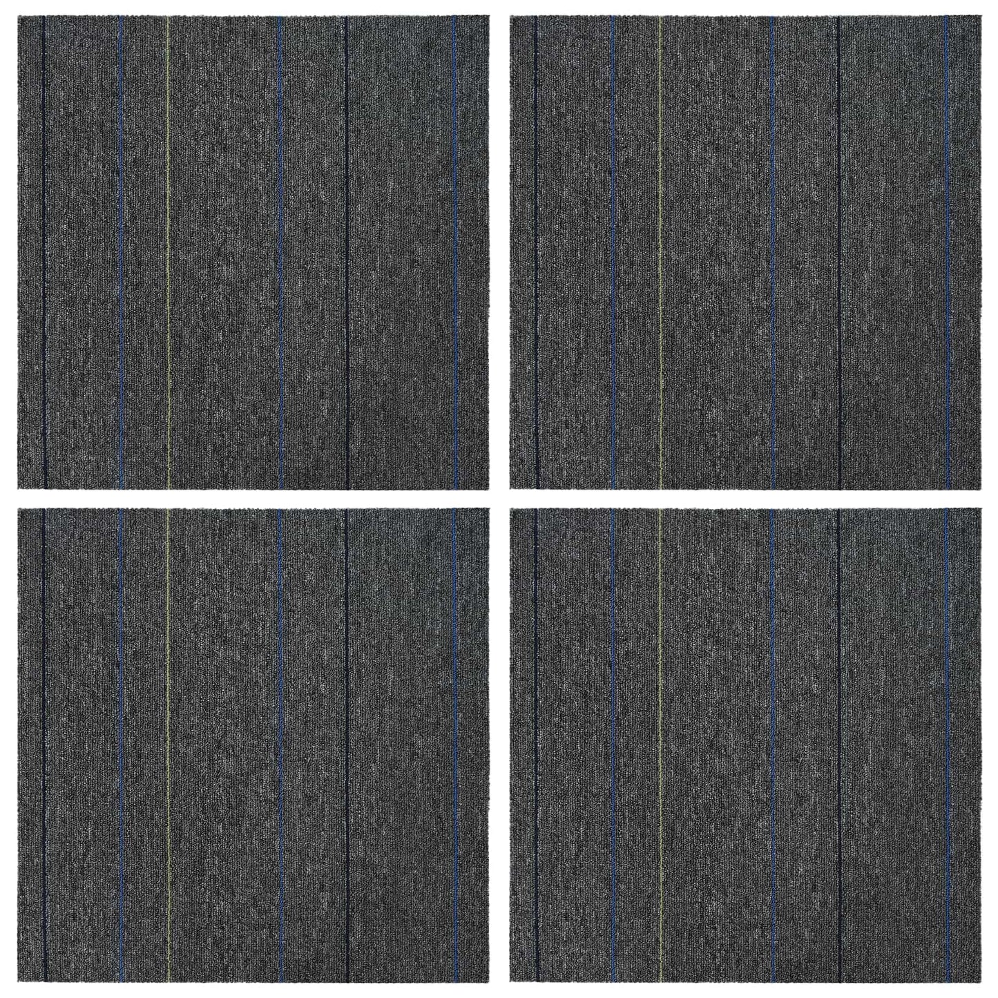 Teppeflis Medium Grå med Striper 50 x 50 cm 4 pcs PP og Bitumen