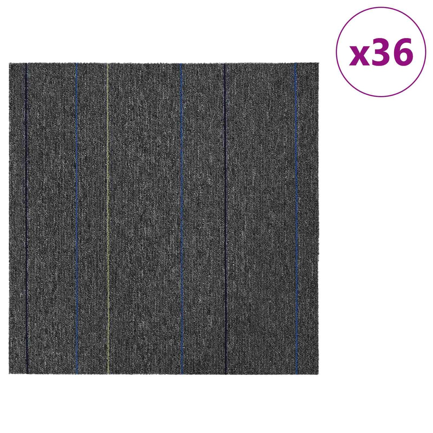 Teppeflis Medium Grå med Striper 50 x 50 cm 36 pcs