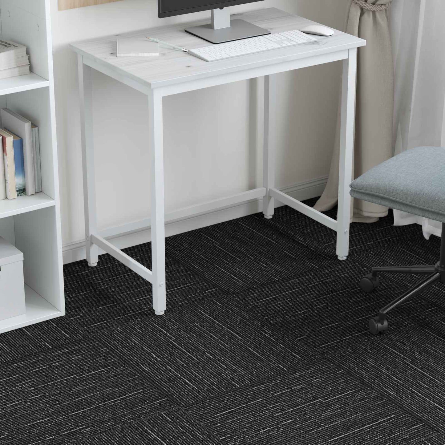 Teppeflis Stripete Svart 50 x 50 cm 4 pcs PP og Bitumen