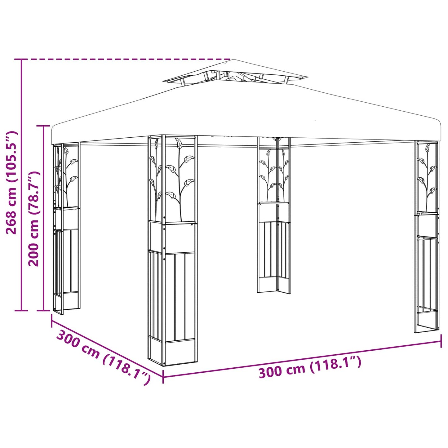 Paviljong 3 x 3 x 2,68 m Grønn Polyester og stål