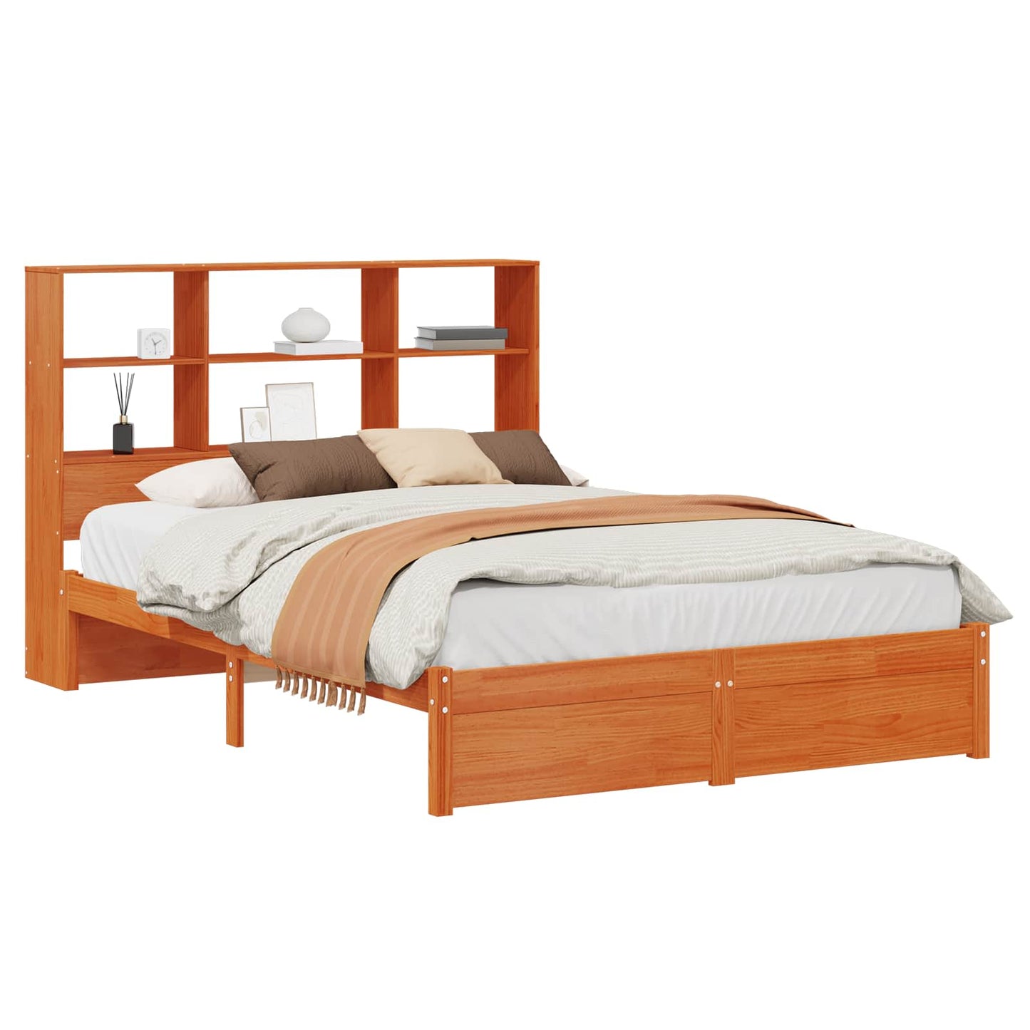 Sengramme med oppbevaringshodegavl VoksBrun 140 x 190 cm