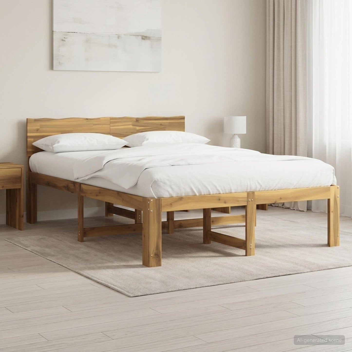 Dobbel Sengramme med Hodegjerde ROSTOCK Hvit 140 x 200 cm