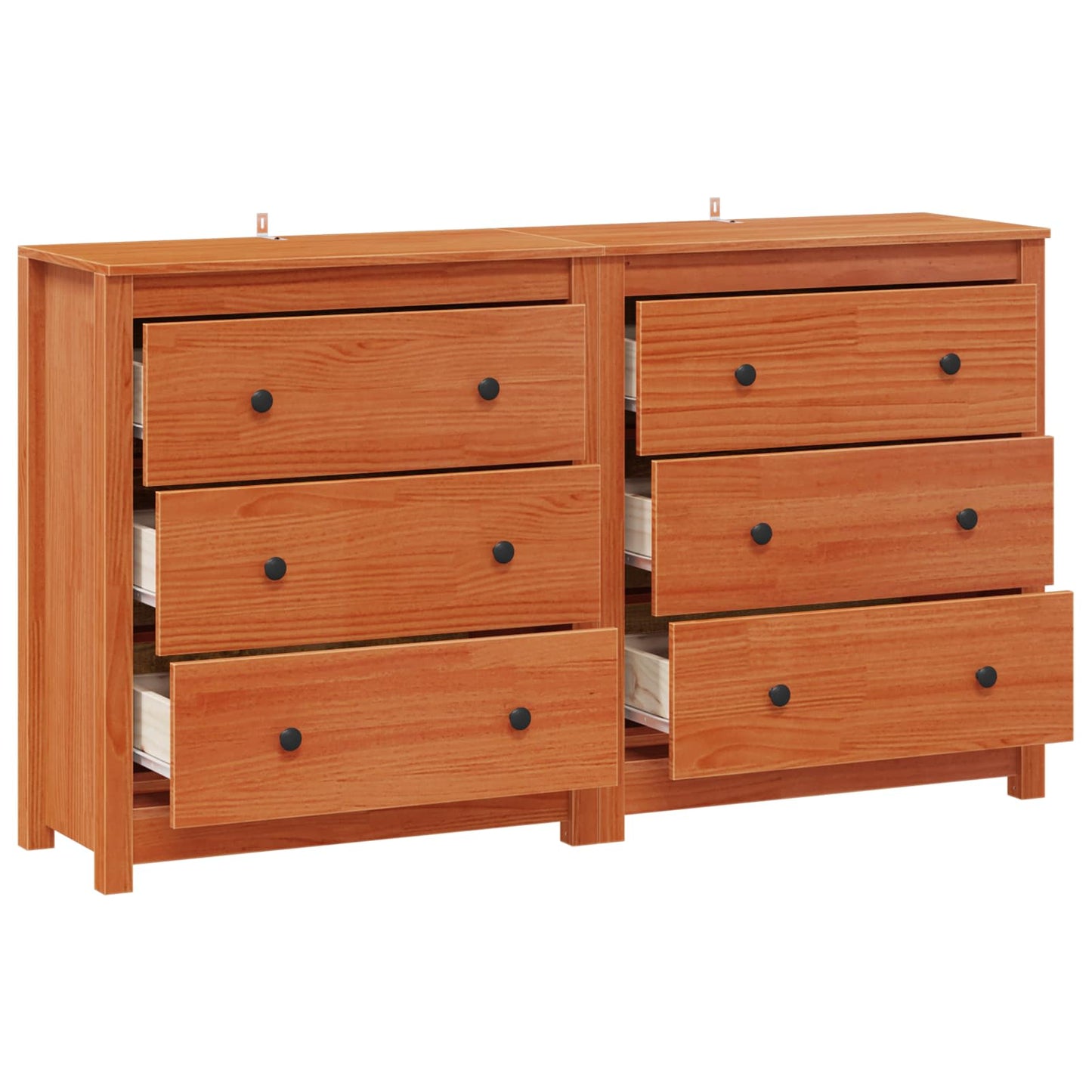 Serviesskap 2 pcs VoksBrun 140 x 35 x 80 cm Massiv furu