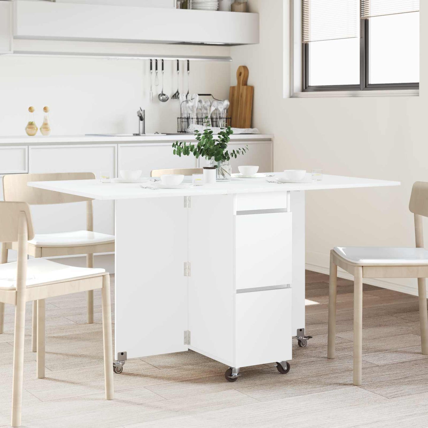 Spisebord 140 x 80 x 77 cm Konstruert tre Hvit Rektangulær