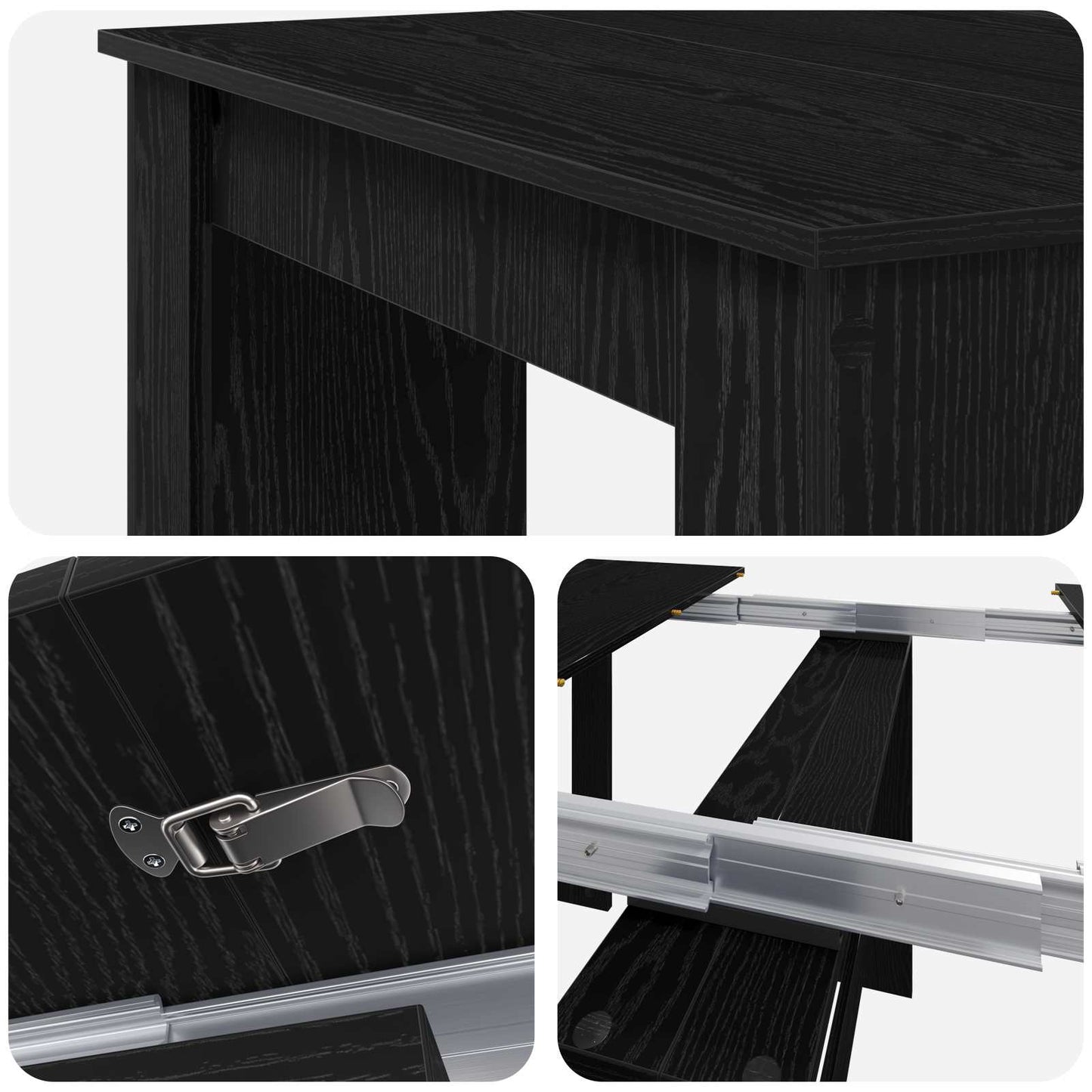 Spisebord 180 x 85 x 75 cm Konstruert tre Svart eik Rektangulær