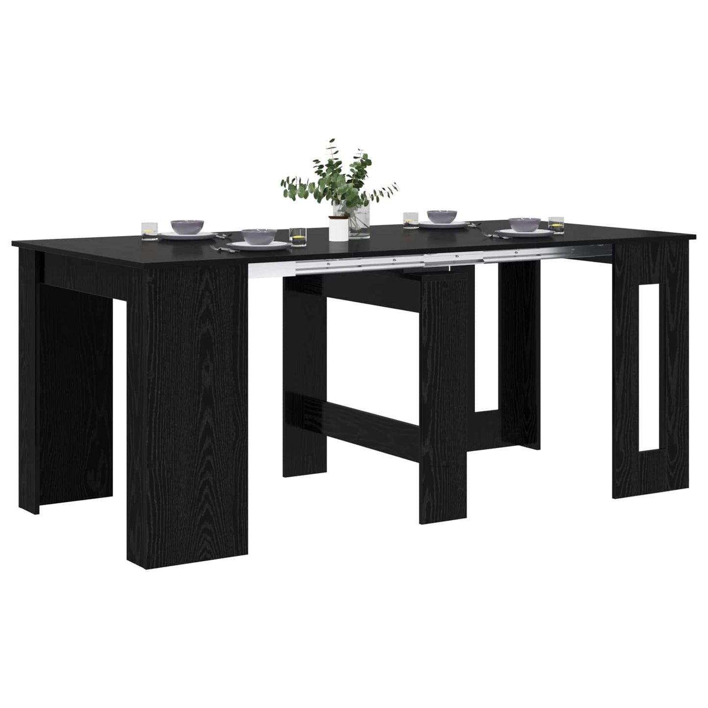 Spisebord 180 x 85 x 75 cm Konstruert tre Svart eik Rektangulær