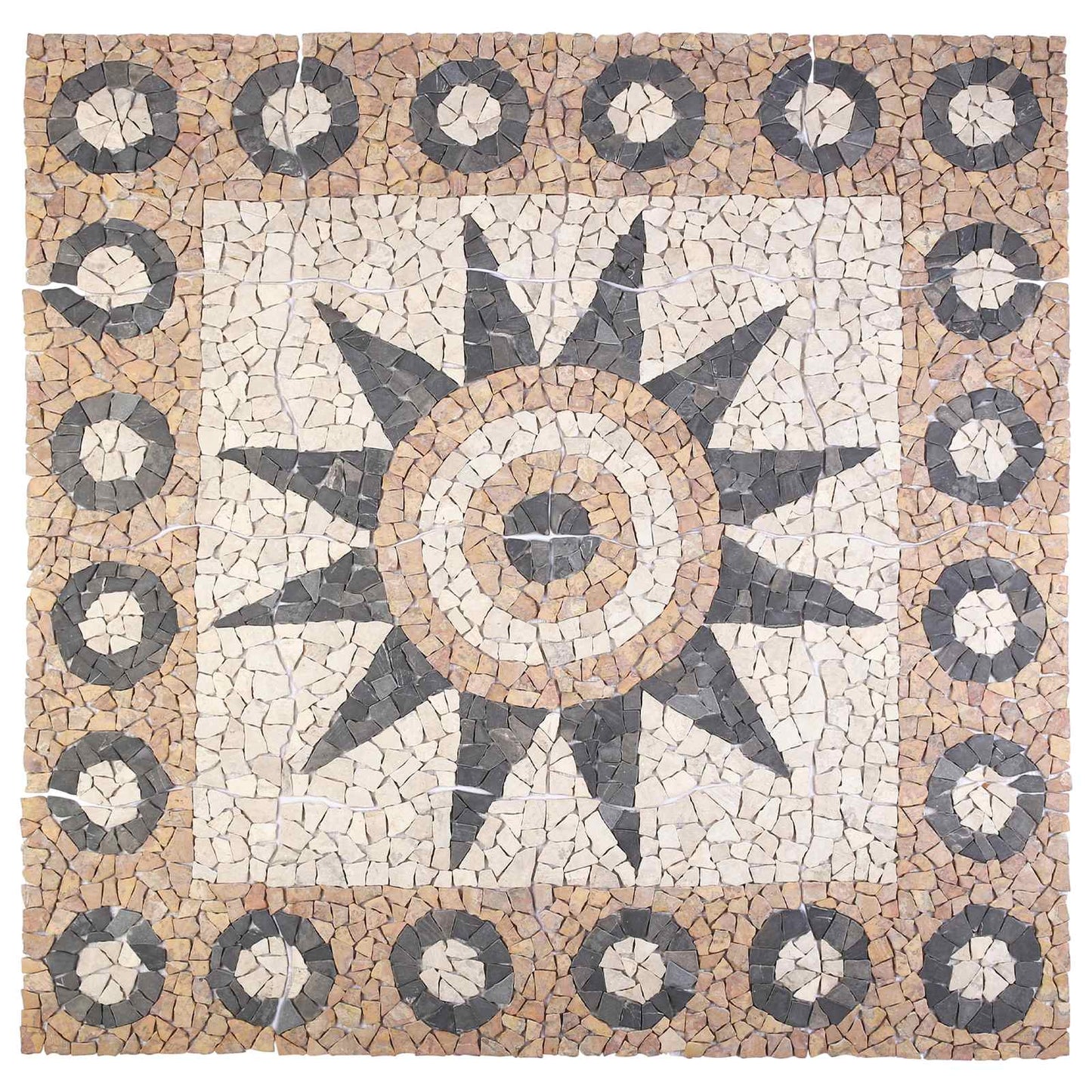 Mosaic Tiles Blomster Mønster Flerfarget 120 x 120 cm Marmor