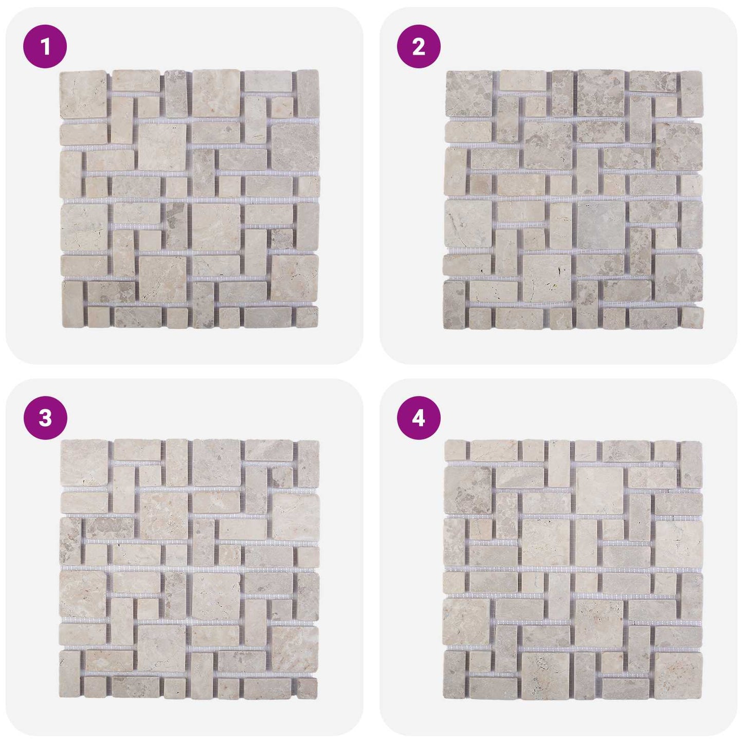 Mosaic Fliser Krem 30 x 30 cm Marmor