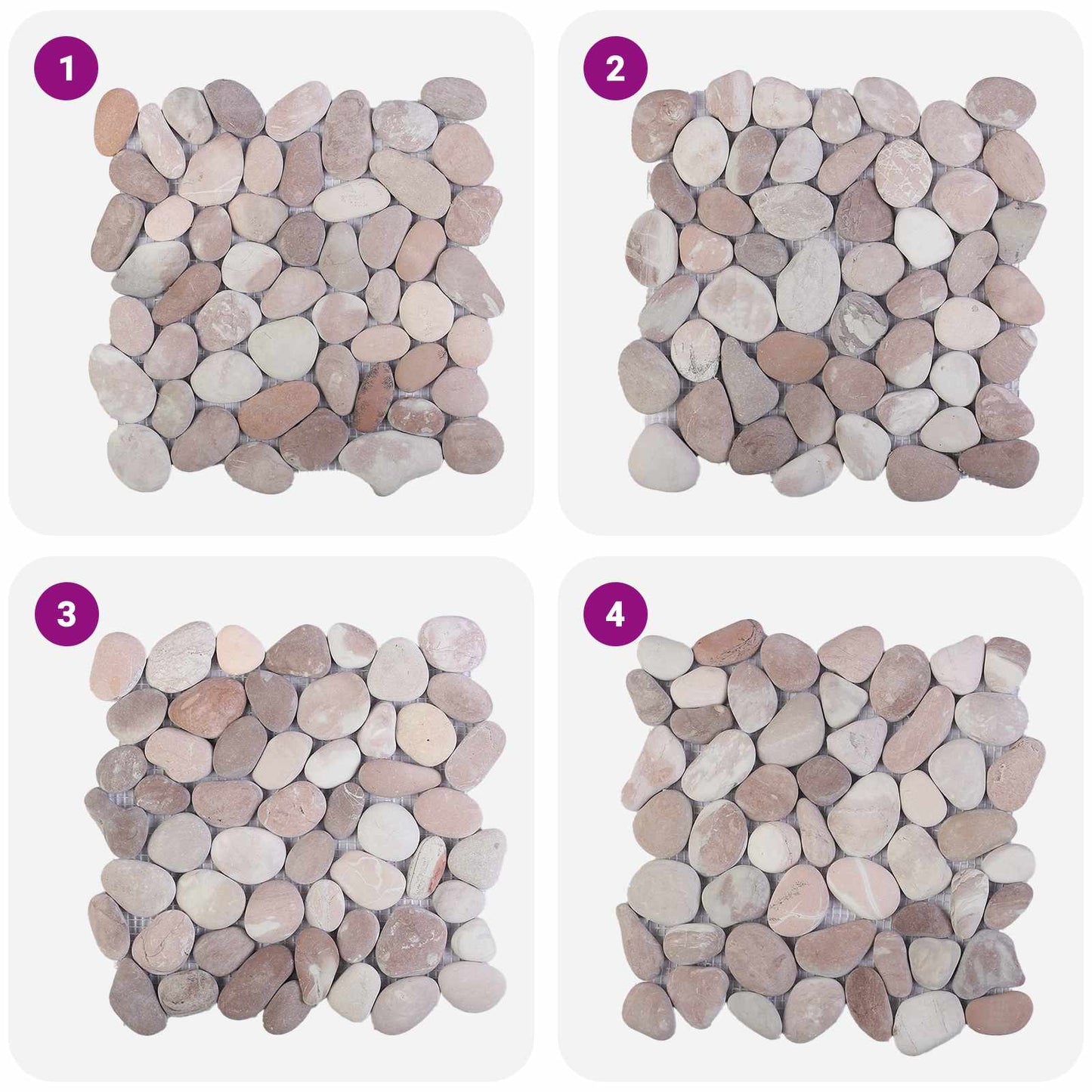 Pebble Fliser Beige og lys rosa 30 x 30 cm Elvestein