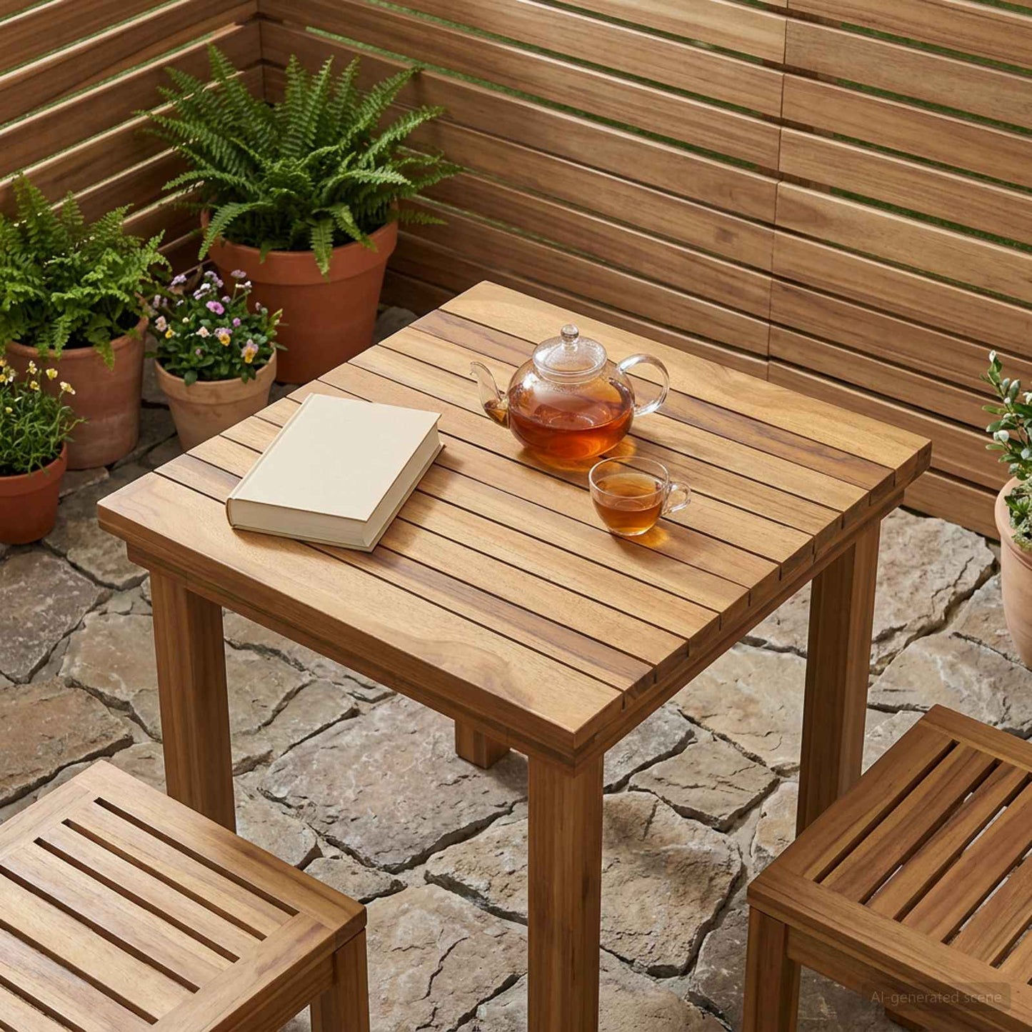 Bordplate 40 x 40 x 3,5 cm Torget Massivt Teaktre Naturlig
