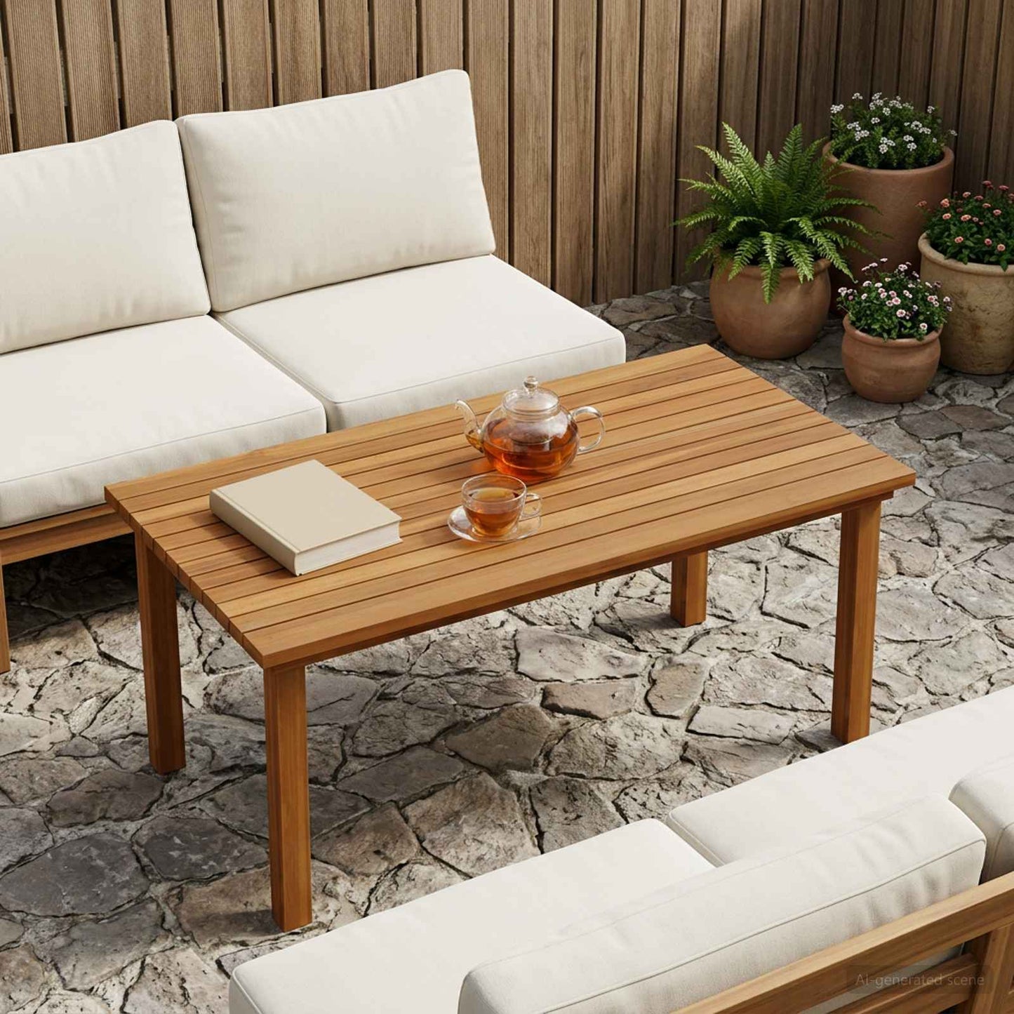Bordplate 90 x 45 x 3,5 cm Rektangulær Massivt Teaktre Naturlig