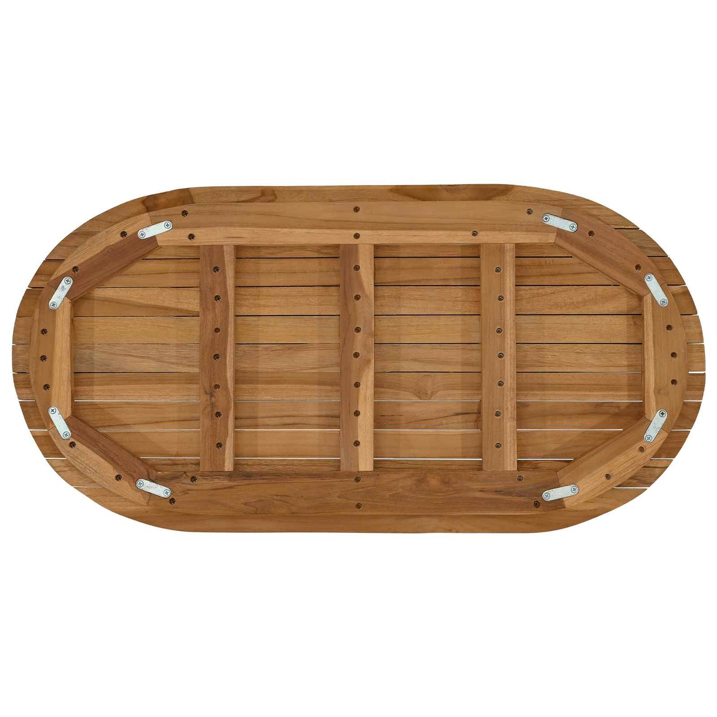 Bordplate 80 x 40 x 3,5 cm Oval Massivt Teaktre Naturlig