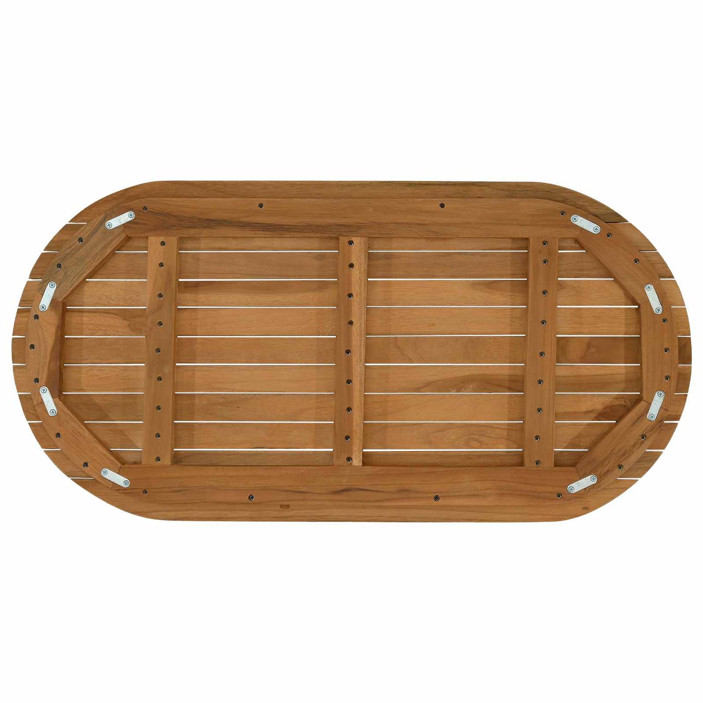 Bordplate 90 x 45 x 3,5 cm Oval Massivt Teaktre Naturlig