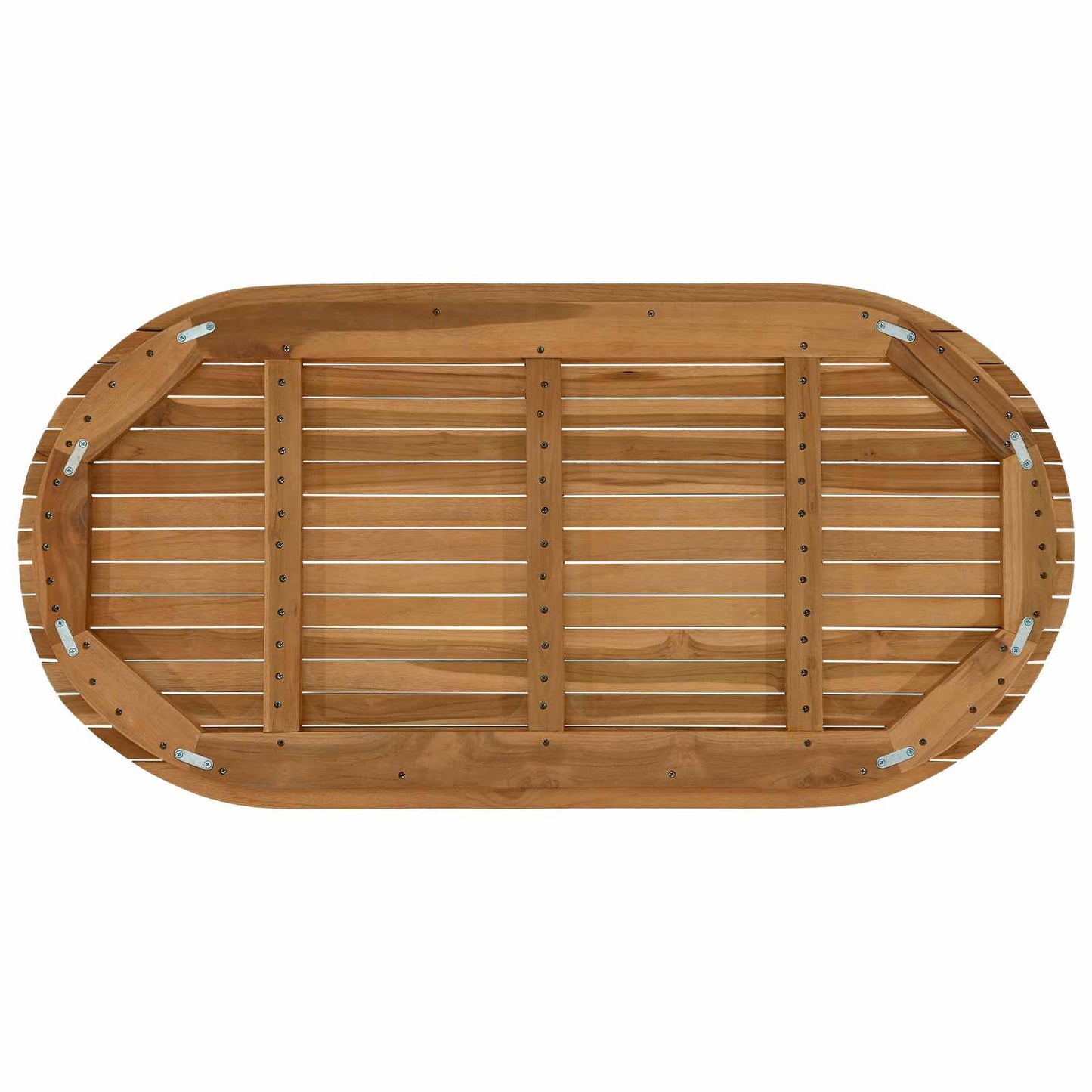 Bordplate 110 x 55 x 3,5 cm Oval Massivt Teaktre Naturlig