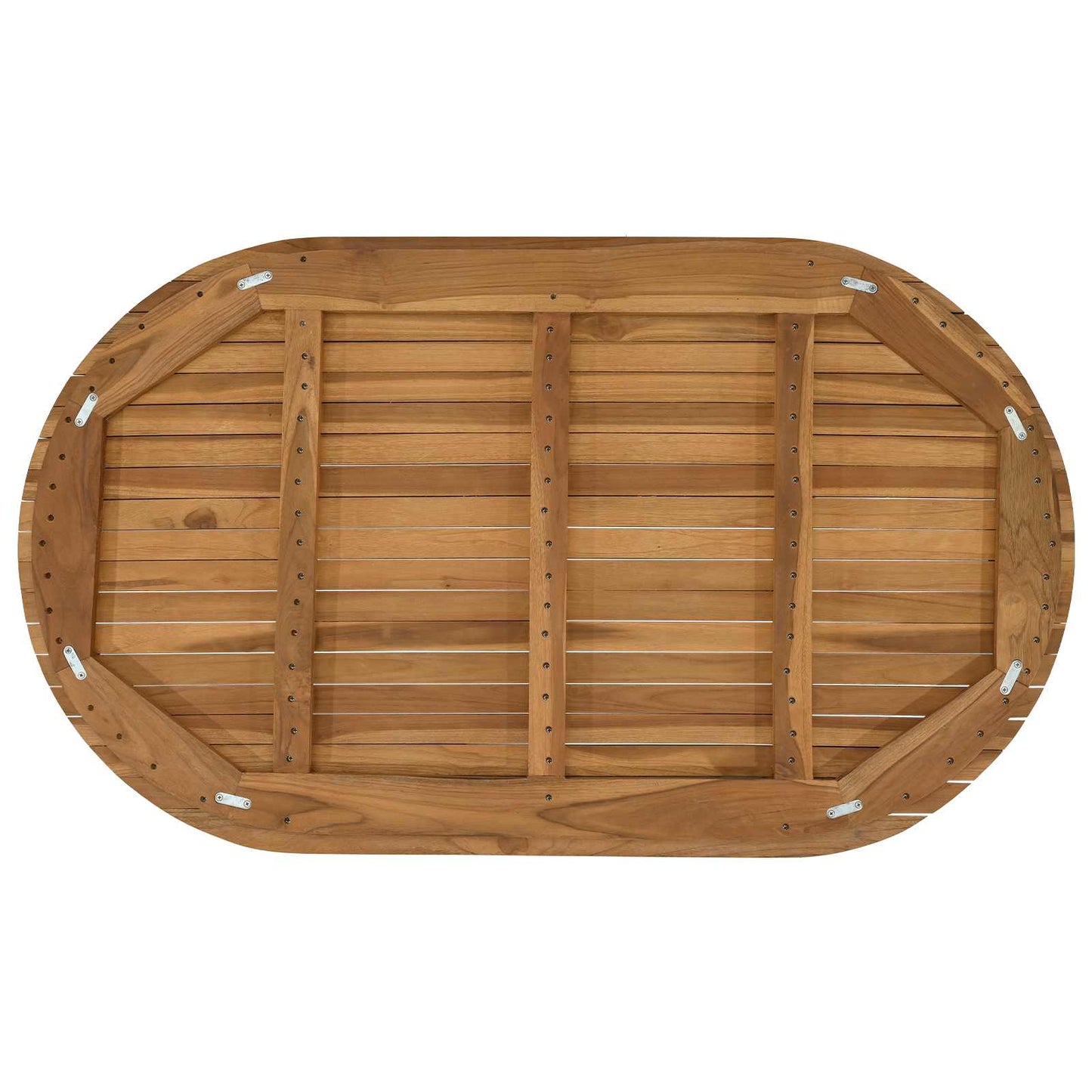 Bordplate 120 x 70 x 3,5 cm Oval Massivt Teaktre Naturlig